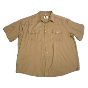 Coevals Club Shirt Mens 3XL Brown Short Sleeve Western Pearl Snap Button Up EUC